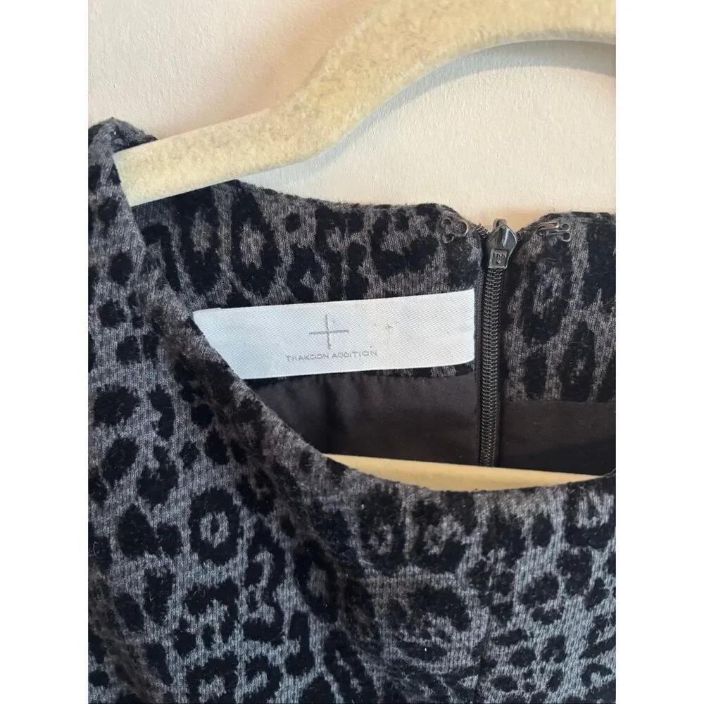 Thakoon Addition Leopard Print Drop Waist Dress Size 2 Charcoal Black Embossed